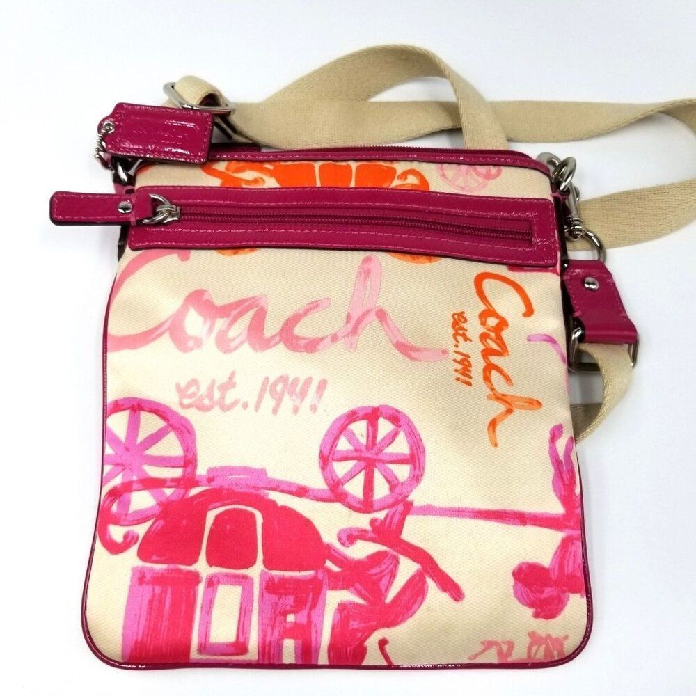 Coach Horse Carriage Logo Crossbody Messenger Swing Pack Purse Pink Bag - Picture 3 of 6